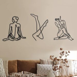 Photect 3 Pieces Metal Wall Art Decor Minimalist Abstract Woman Modern Line Draw Photect 3 Pieces Metal Wall Art Decor Minimalist Abstract Woman Modern Line Draw