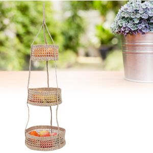 Hanging Fruit Basket Made Of Rattan 3 Levels Multifunctional Foldable Elegant Hanging Fruit Basket Made Of Rattan 3 Levels Multifunctional Foldable Elegant