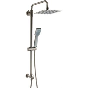 Enki Dual Shower Riser Rail Kit Square Overhead Rainfall Handset Brass Gunmetal Grey Enki Dual Shower Riser Rail Kit Square Overhead Rainfall Handset Brass Gunmetal Grey