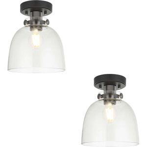Loops 2 Pack Semi Flush Low Ceiling Light Smokey Grey Tinted Glass Black Chrome Plate Loops 2 Pack Semi Flush Low Ceiling Light Smokey Grey Tinted Glass Black Chrome Plate