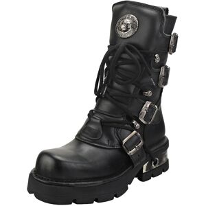 New Rock Block-Heel In Metal-Look Unisex Platform Boots In Black - 5 Uk New Rock Block-Heel In Metal-Look Unisex Platform Boots In Black - 5 Uk