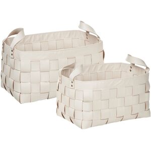 Beliani Set Of 2 Faux Leather Baskets Cream Sippar Beliani Set Of 2 Faux Leather Baskets Cream Sippar