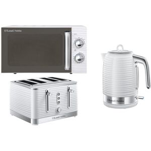 Russell Hobbs Inspire White Jug Kettle, 4 Slice Toaster & Microwave Kitchen Set Russell Hobbs Inspire White Jug Kettle, 4 Slice Toaster & Microwave Kitchen Set