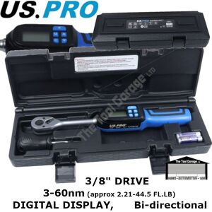 Us Pro Tools 3/8" Dr Digital Short Shank Torque Wrench 3-60nm New 6937 Us Pro Tools 3/8" Dr Digital Short Shank Torque Wrench 3-60nm New 6937