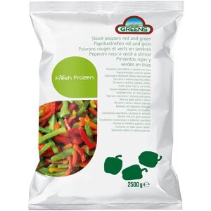 Greens Frozen Sliced Peppers Red & Green 4x2.5kg ❄ Greens Frozen Sliced Peppers Red & Green 4x2.5kg ❄