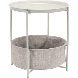 amazon Basics Amazon Basics Round Storage End Table, White With Heather Grey Fabric, 18" D X amazon Basics Amazon Basics Round Storage End Table, White With Heather Grey Fabric, 18" D X
