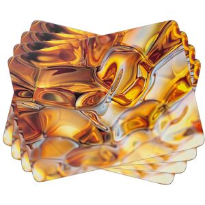 Amber Flow Placemats Set Of 4 – Golden Abstract Molten Glass Pattern Table Mats Amber Flow Placemats Set Of 4 – Golden Abstract Molten Glass Pattern Table Mats