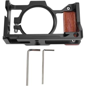 Camera Cage With Wood Handle 3/8in 1/4in Screw Cold Shoe Mount Metal Protective^ Camera Cage With Wood Handle 3/8in 1/4in Screw Cold Shoe Mount Metal Protective^