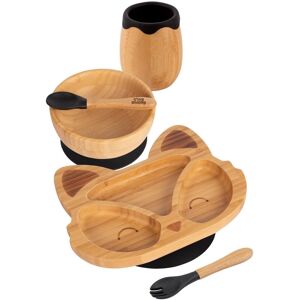5pc Tiny Dining Black Bamboo Fox Baby Weaning Set Feeding Suction Plate 5pc Tiny Dining Black Bamboo Fox Baby Weaning Set Feeding Suction Plate