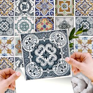 Walplus 48 Pcs 15cm (6") Corfu Colourful Mediterranean Tile Stickers Peel And St Walplus 48 Pcs 15cm (6") Corfu Colourful Mediterranean Tile Stickers Peel And St