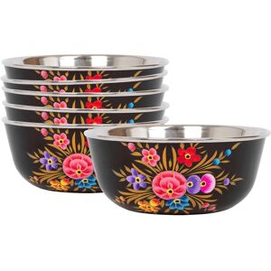 Billy Can 6x Carbon Pansy 14.5cm Stainless Steel Hand-Painted Picnic Snack Bowls Billy Can 6x Carbon Pansy 14.5cm Stainless Steel Hand-Painted Picnic Snack Bowls