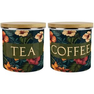 Purely Home Dark Hibiscus Tea & Coffee Canister Set - Full Colour Floral Kitchen Jar Gifts Purely Home Dark Hibiscus Tea & Coffee Canister Set - Full Colour Floral Kitchen Jar Gifts
