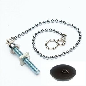 Onestopdiy 50 X Basin Sink Chrome Ball Chain & Stay Sets 300mm With 38mm Black Plug O Onestopdiy 50 X Basin Sink Chrome Ball Chain & Stay Sets 300mm With 38mm Black Plug O