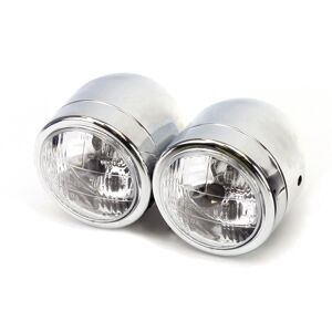Bike It Universal Twin Round Dominator Side Mount Motorcycle Headlight - Chrome Bike It Universal Twin Round Dominator Side Mount Motorcycle Headlight - Chrome
