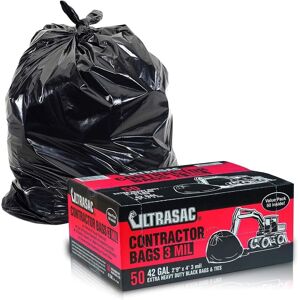 Ultrasac Heavy Duty Contractor Bags (Value 50 Pack/w Ties), 42 Gallon, 32.75" X Ultrasac Heavy Duty Contractor Bags (Value 50 Pack/w Ties), 42 Gallon, 32.75" X