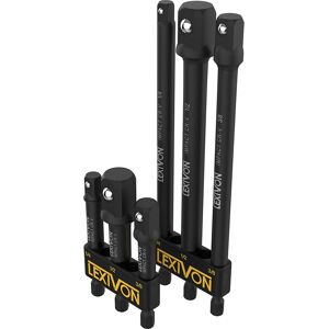 Lexivon 6-Piece Impact Grade Socket Adapter Set - 3" & 6" Extension Bit With Lexivon 6-Piece Impact Grade Socket Adapter Set - 3" & 6" Extension Bit With