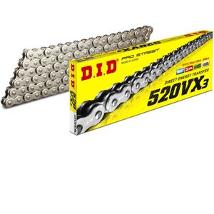 DID 520VX3 Chain - 112 Links Silver Motorcycle Chain DID 520VX3 Chain - 112 Links Silver Motorcycle Chain