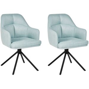 Beliani Set Of 2 Dining Chairs Mira Fabric Mint Green Beliani Set Of 2 Dining Chairs Mira Fabric Mint Green
