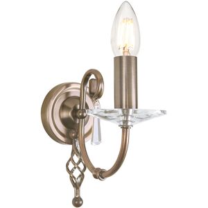 Thatcable Wall Light Cut Glass Droplets Swirl Finial Aged Brass Led E14 60w Thatcable Wall Light Cut Glass Droplets Swirl Finial Aged Brass Led E14 60w