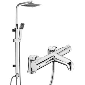 Bathroom House Wall Mounted Therm. Bath Shower Mixer Tap With 3 Way Square Shower Rigid Riser Bathroom House Wall Mounted Therm. Bath Shower Mixer Tap With 3 Way Square Shower Rigid Riser