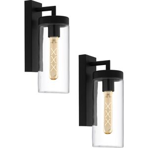 Thatcable 2 Pack Ip44 Outdoor Wall Light Black & Clear Glass Shade 60w E27 Porch Lamp Thatcable 2 Pack Ip44 Outdoor Wall Light Black & Clear Glass Shade 60w E27 Porch Lamp