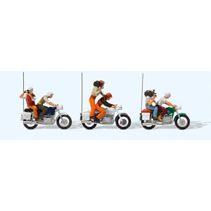 Preiser 25102 Tv & Press On Motorcycles (3) Figure Set Preiser 25102 Tv & Press On Motorcycles (3) Figure Set