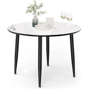 4 Seater Dining Table, Marble Top Effect Round Kitchen Table - Vonhaus 4 Seater Dining Table, Marble Top Effect Round Kitchen Table - Vonhaus