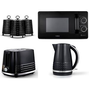 Tower Solitaire Black Kettle Toaster T24042blk Microwave & Canisters Set Of 6 Tower Solitaire Black Kettle Toaster T24042blk Microwave & Canisters Set Of 6
