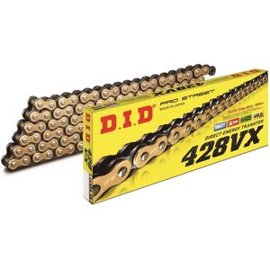 D.I.D. Motorcycle X-Ring Drive Chain Gold & Black 428 Vx 144 Clip Link D.I.D. Motorcycle X-Ring Drive Chain Gold & Black 428 Vx 144 Clip Link
