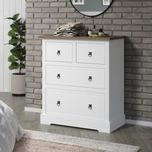 Home Source Corona Chest 4 Drawers White & Waxed Mexican Pine Top Bedroom Storage Furniture Home Source Corona Chest 4 Drawers White & Waxed Mexican Pine Top Bedroom Storage Furniture