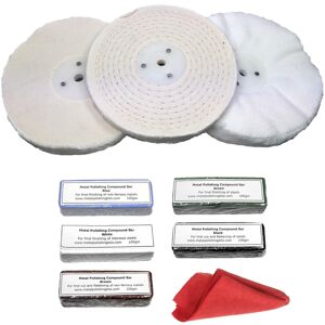 Mpk Metal Polishing Wheels Mops Set 6” X 1/2” - 14mm Ø Holes + Metal Polishing Bars Mpk Metal Polishing Wheels Mops Set 6” X 1/2” - 14mm Ø Holes + Metal Polishing Bars