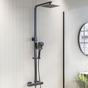 Zana Gunmetal Grey Thermostatic Mixer Shower Set With Square Overhead & Hand Zgmexpsh Zana Gunmetal Grey Thermostatic Mixer Shower Set With Square Overhead & Hand Zgmexpsh