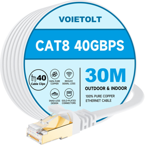Does Not Apply Cat8 Ethernet Cable 30m, 40gbps/2000mhz Flat High Speed Network Cable, Stp Rj45 Does Not Apply Cat8 Ethernet Cable 30m, 40gbps/2000mhz Flat High Speed Network Cable, Stp Rj45