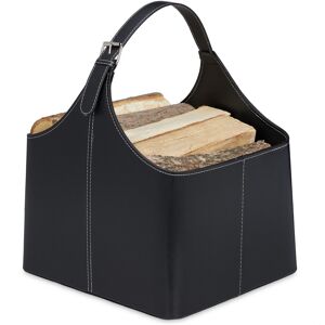 Relaxdays Log Basket Firewood Imitation Leather Black Fireplace Bin Bag 50x35.5x42.5cm Relaxdays Log Basket Firewood Imitation Leather Black Fireplace Bin Bag 50x35.5x42.5cm
