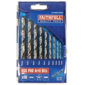 Faithfull Professional Hss Drill Set In Plastic Case / Set Of 10 Multi Colour Tk Faithfull Professional Hss Drill Set In Plastic Case / Set Of 10 Multi Colour Tk