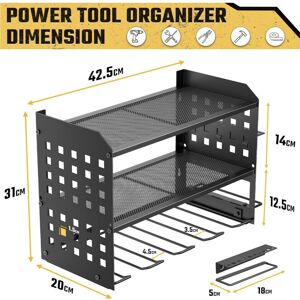 Power Tool Organizer, Tool Rack For 4 Drill Holders, Heavy Duty Wall Mount Power Tool Organizer, Tool Rack For 4 Drill Holders, Heavy Duty Wall Mount