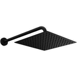 Black 250mm Slim Square Shower Head And Wall Arm - Zana Bun/beba_27184/79621 Black 250mm Slim Square Shower Head And Wall Arm - Zana Bun/beba_27184/79621