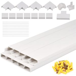 4m White Cable Trunking Kit, Self-Adhesive Wire Cable Hider Wall Cord Covers, Wa 4m White Cable Trunking Kit, Self-Adhesive Wire Cable Hider Wall Cord Covers, Wa
