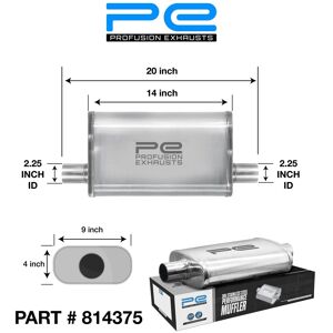 Profusion Exhausts Universal Stainless Steel 4 X 9 Oval Exhaust Muffler 2.25 Inch X 14 Inch O/o Profusion Exhausts Universal Stainless Steel 4 X 9 Oval Exhaust Muffler 2.25 Inch X 14 Inch O/o