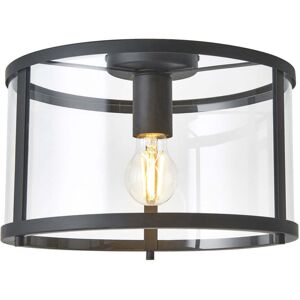 Loops Semi Flush Low Ceiling Light - Matt Black & Clear Glass - 10w Max Led E27 Loops Semi Flush Low Ceiling Light - Matt Black & Clear Glass - 10w Max Led E27