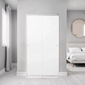 Fwstyle Matt White 2 Door Sliding Wardrobe Integrated Handle Compact Half Rail Fwstyle Matt White 2 Door Sliding Wardrobe Integrated Handle Compact Half Rail