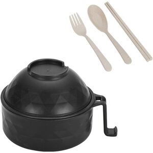 Sodial 3x(Cooker Set Wheat Straw Noodles Bowl With Handles Black B5d9)6857 Sodial 3x(Cooker Set Wheat Straw Noodles Bowl With Handles Black B5d9)6857