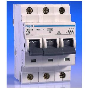 Hager Automatic Circuit Breaker 3p 3 Poles 3x32a 4.5ka Curve C 3 Mod Hager Automatic Circuit Breaker 3p 3 Poles 3x32a 4.5ka Curve C 3 Mod