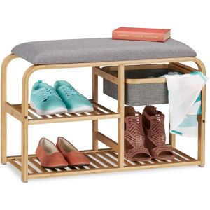 Relaxdays Shoe Bench Bamboo Entryway Seat Upholstered Footstool Lightweight Easy Assembly Relaxdays Shoe Bench Bamboo Entryway Seat Upholstered Footstool Lightweight Easy Assembly