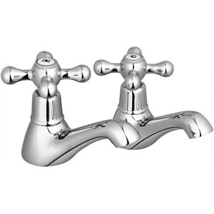 Cross Handle Pillar Taps Hot & Cold Basin Beaumont Chrome Brass Enki Bt8606 Cross Handle Pillar Taps Hot & Cold Basin Beaumont Chrome Brass Enki Bt8606