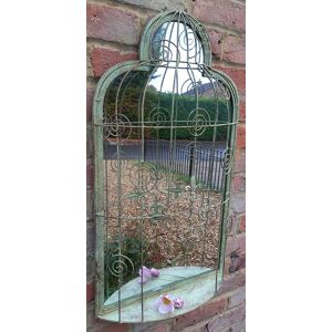 Inspirational Gifting Curtis Caged Mirror Display Shelf - Brass Metal With A Rustic Verdigris Finish Inspirational Gifting Curtis Caged Mirror Display Shelf - Brass Metal With A Rustic Verdigris Finish