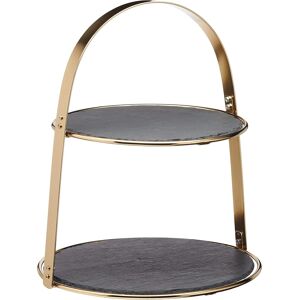 Artesa Artesà Cake Stand, 2 Tier, With Round Slate Serving Platters And Brass Finish, Artesa Artesà Cake Stand, 2 Tier, With Round Slate Serving Platters And Brass Finish,
