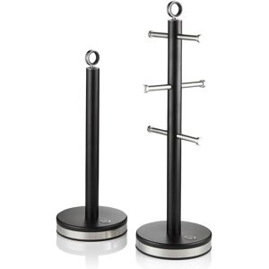 Swan Swka18537blk Serenity Towel Pole And Mug Tree Set With Smooth Matt Finish, Swan Swka18537blk Serenity Towel Pole And Mug Tree Set With Smooth Matt Finish,