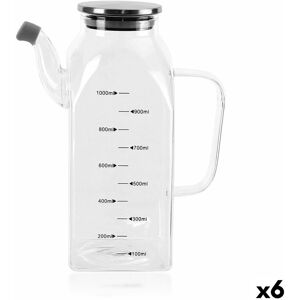 Cruet La Mediterránea Transparent Silver Metal Borosilicate Glass 1 L [6 Unit Cruet La Mediterránea Transparent Silver Metal Borosilicate Glass 1 L [6 Unit