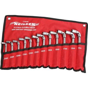 Neilsen Doulbe Head Hex Socket Spanner Set 8mm To 19mm - 12pc Neilsen Doulbe Head Hex Socket Spanner Set 8mm To 19mm - 12pc